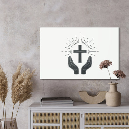 Obraz Na Płótnie Symbol Chrześcijański – refleksyjny akcent do wnętrz minimalistycznych i skandynawskich – widok 2