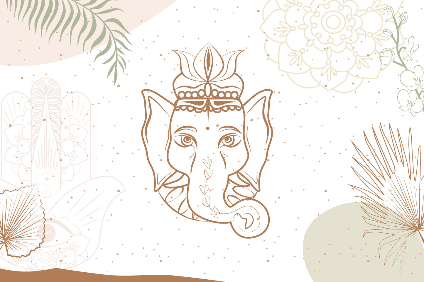 Obraz Na Płótnie Rysunek Ganesha – duchowy spokój i harmonia do wnętrz Boho, etnicznych i nowoczesnych 100x70