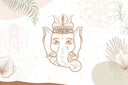 Obraz Na Płótnie Ganesha – duchowy rysunek w ciepłych barwach do wnętrz boho i etnicznych 120x80