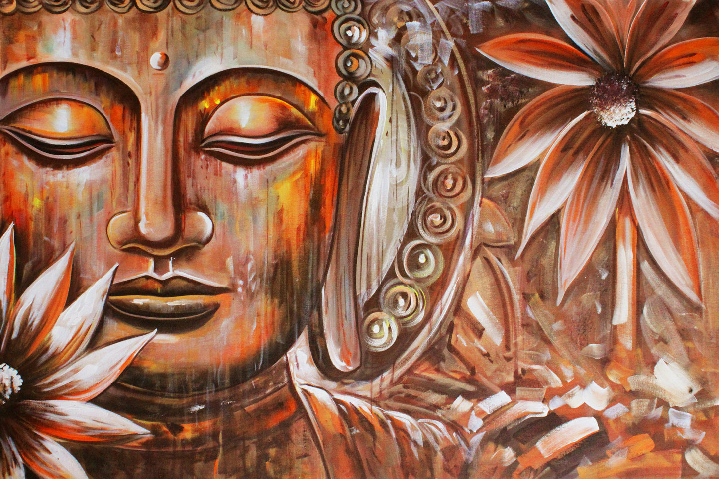Obraz Na Płótnie Duchowy Budda – harmonijna dekoracja do wnętrz Japandi, boho i naturalnych 120x80