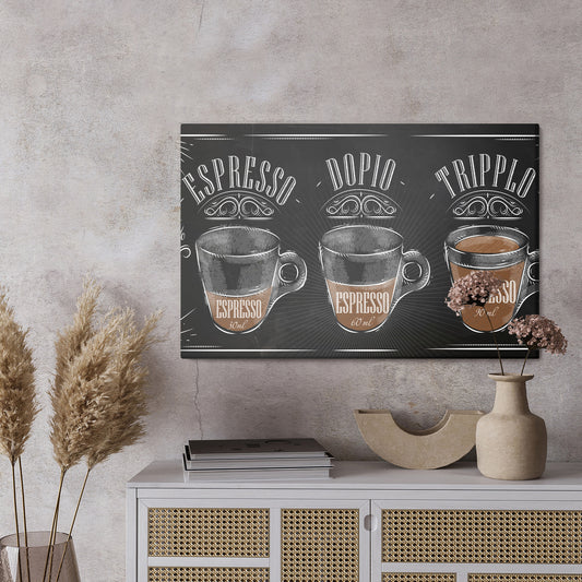 Obraz Na Płótnie Kawa Espresso – elegancki akcent retro do wnętrz loftowych, industrialnych i nowoczesnych – widok 2
