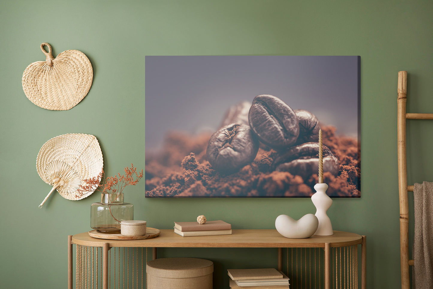 Obraz Na Płótnie Ziarna Kawy – fotorealistyczny detal do wnętrz nowoczesnych, loftowych i kawiarnianych – widok 4