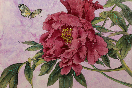 Obraz Na Płótnie Peonie i Motyle – delikatny akcent w pastelach do wnętrz romantycznych i klasycznych 120x80
