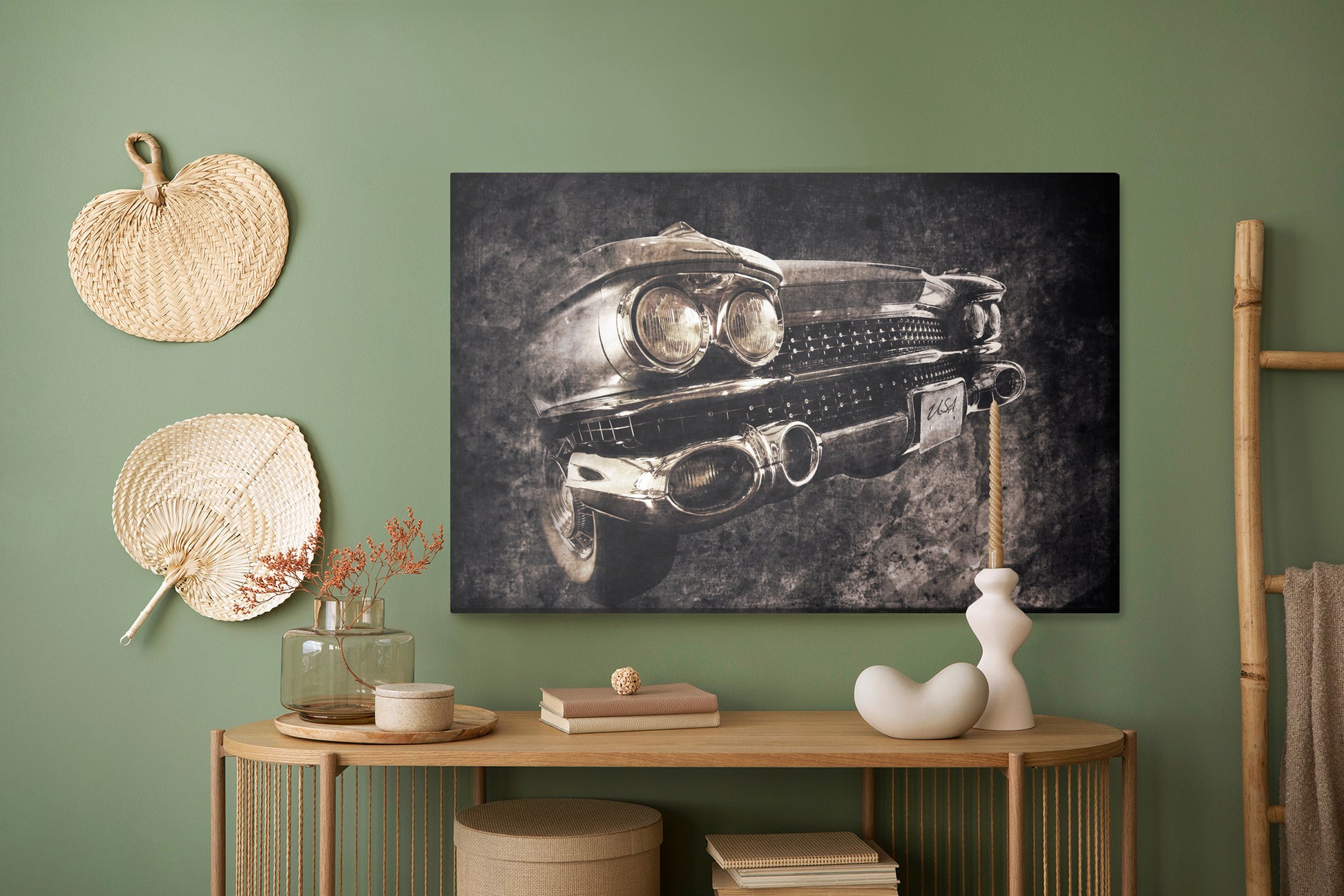 Obraz Na Płótnie Klasyk Motoryzacji – ikona vintage do wnętrz industrialnych i retro. – widok 4
