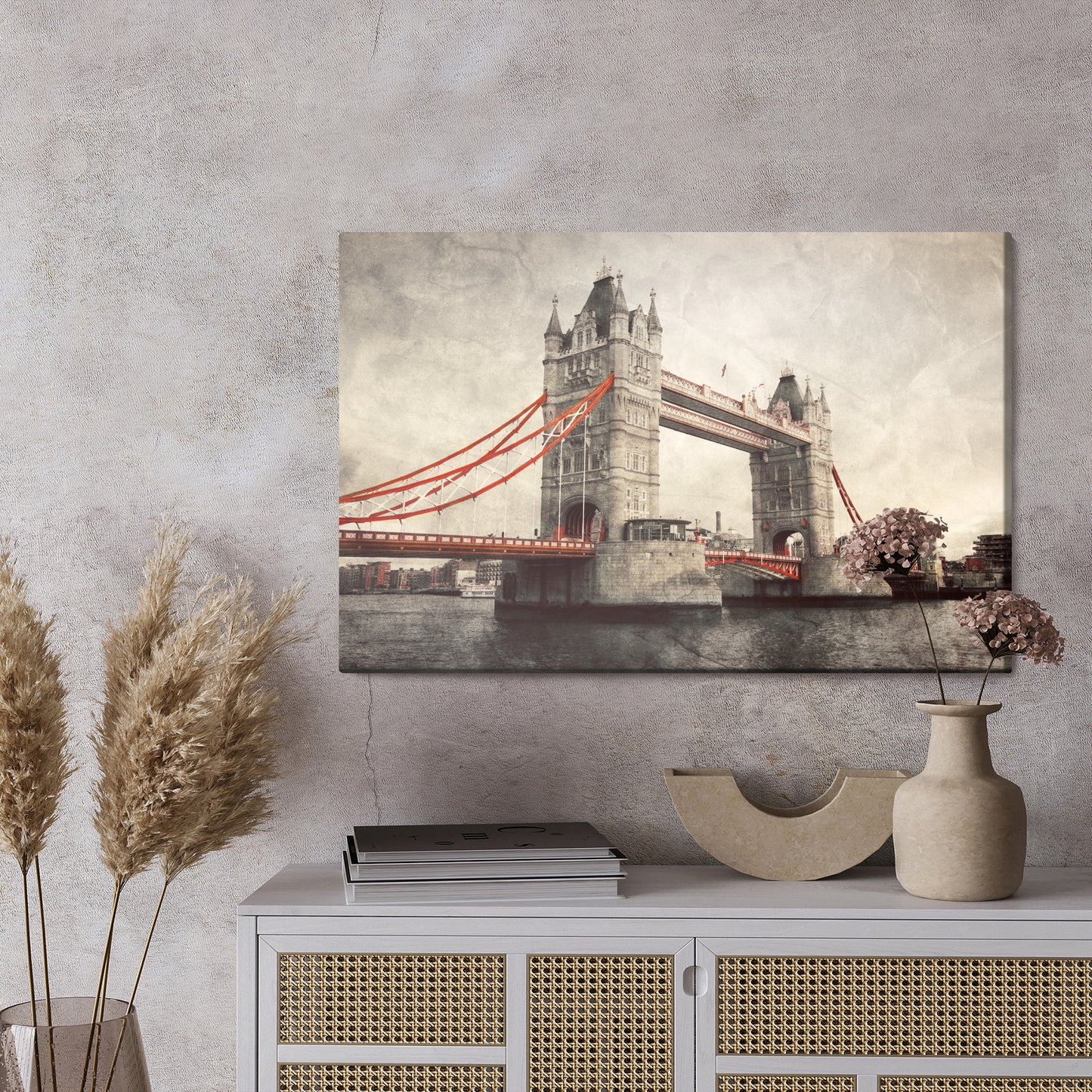 Obraz Na Płótnie Tower Bridge w Londynie – zabytkowy pejzaż w stylu retro do wnętrz klasycznych i industrialnych – widok 2