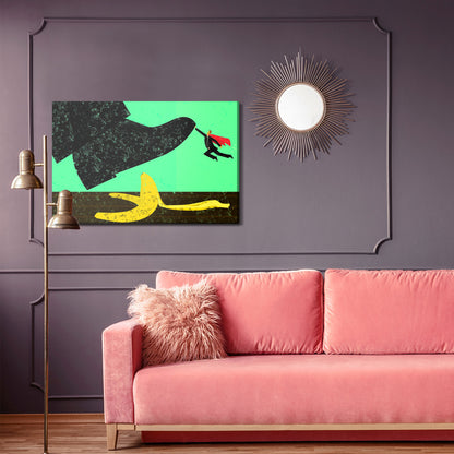 Obraz Na Płótnie Skórka Banana i Superbohater – zabawna grafika retro do wnętrz nowoczesnych i pop-art – widok 3