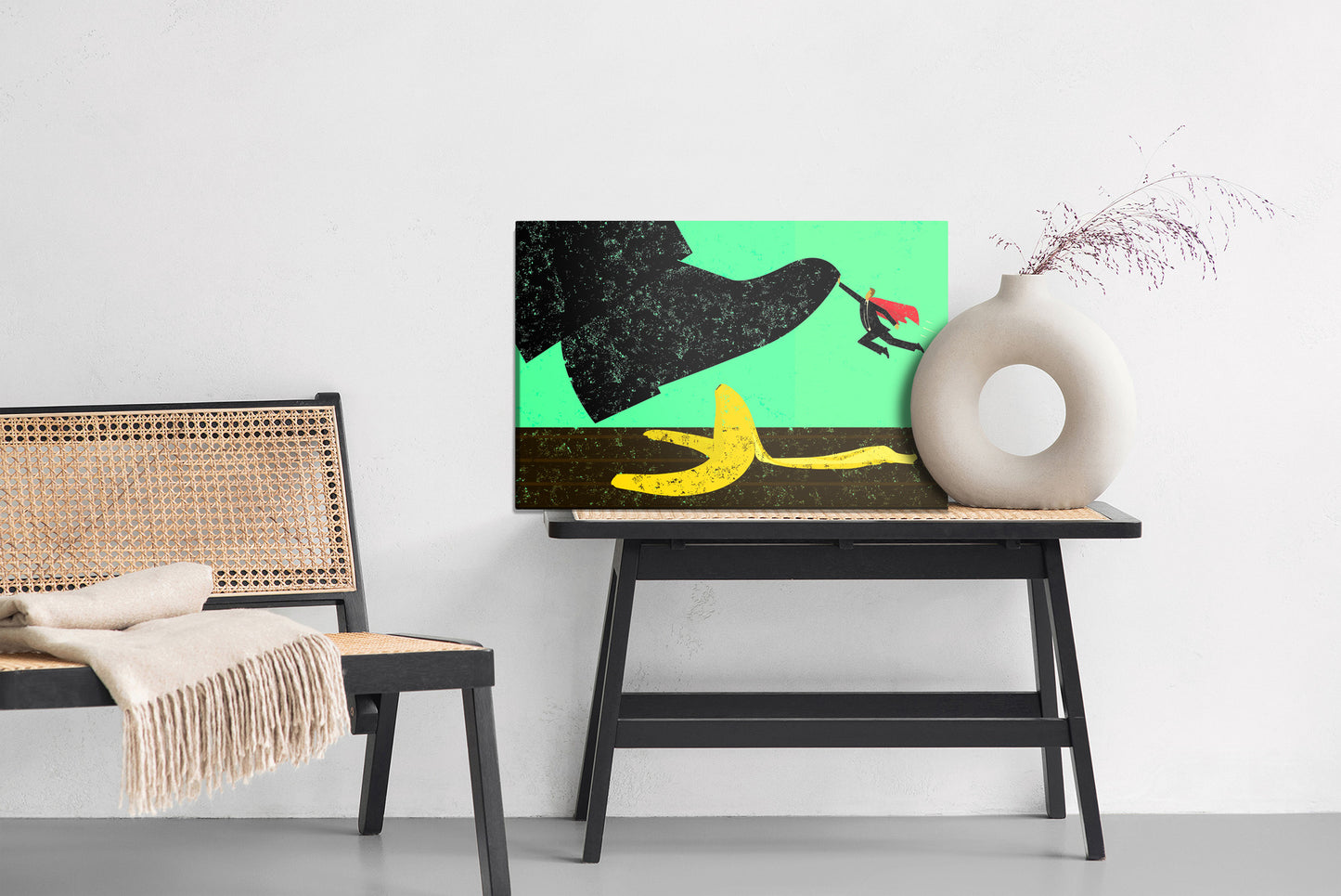 Obraz Na Płótnie Skórka Banana i Superbohater – zabawna grafika retro do wnętrz nowoczesnych i pop-art – widok 5