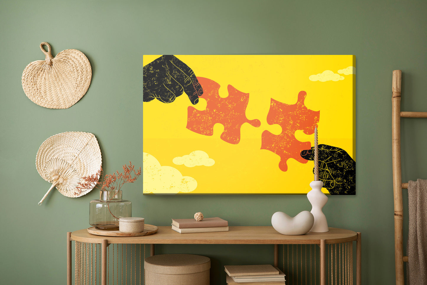 Obraz Na Płótnie Stare Puzzle – Nostalgiczna Kompozycja do wnętrz vintage, loft i eklektycznych – widok 4