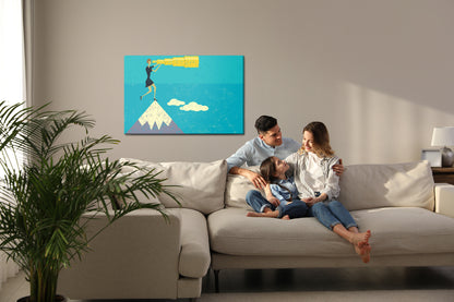 Obraz Na Płótnie Kobieta Retro z Lunetą – kontemplacyjny akcent do wnętrz vintage i klasycznych – widok 6