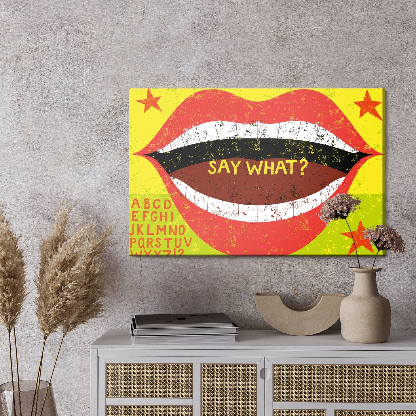 Obraz Na Płótnie Czerwone Usta – Ikona stylu, zmysłowa dekoracja do wnętrz Retro, Pop-art i Modern – widok 2