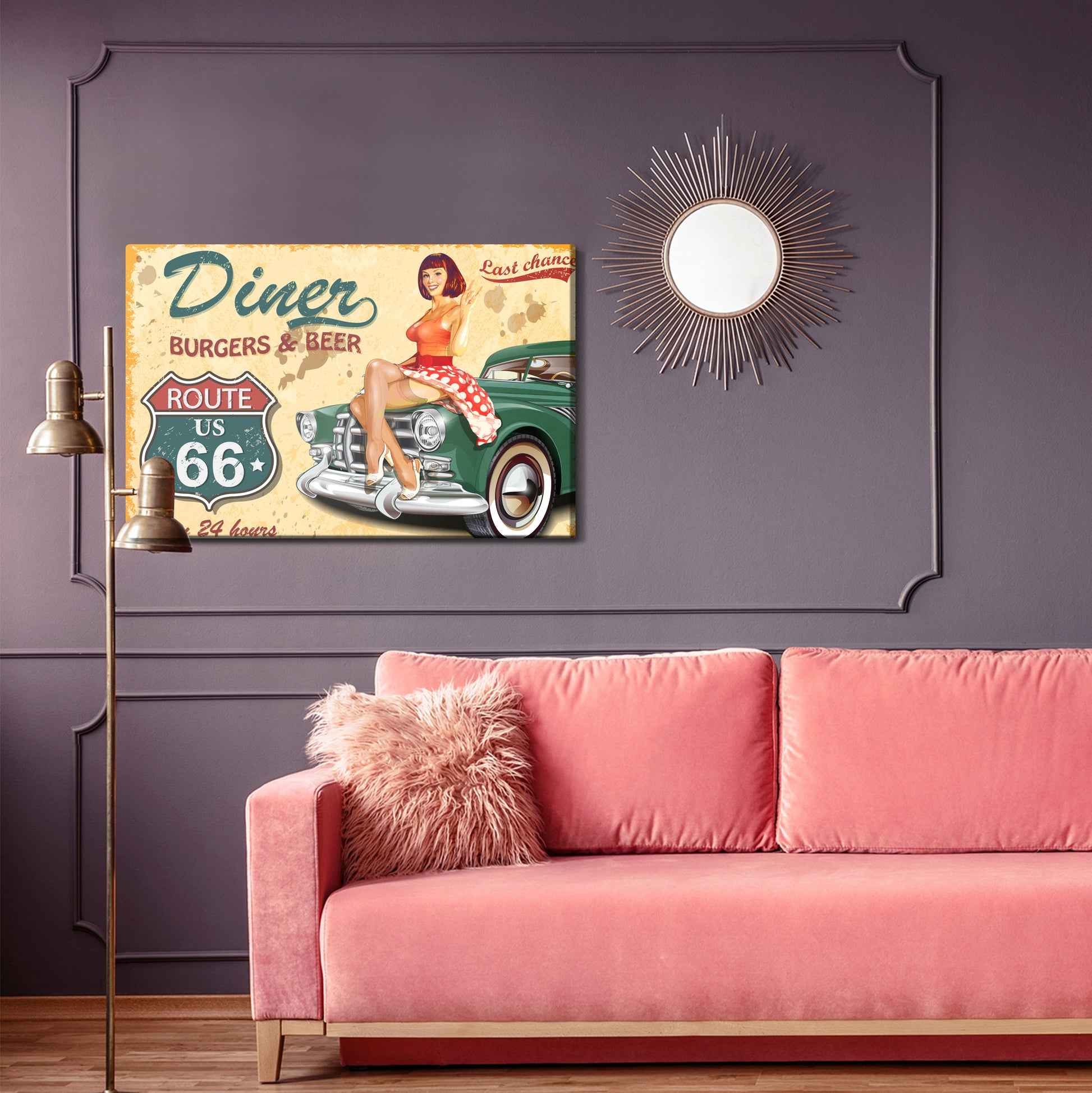 Obraz Na Płótnie Kobieta i Retro Samochód – zmysłowy akcent do wnętrz loft i modern classic – widok 3