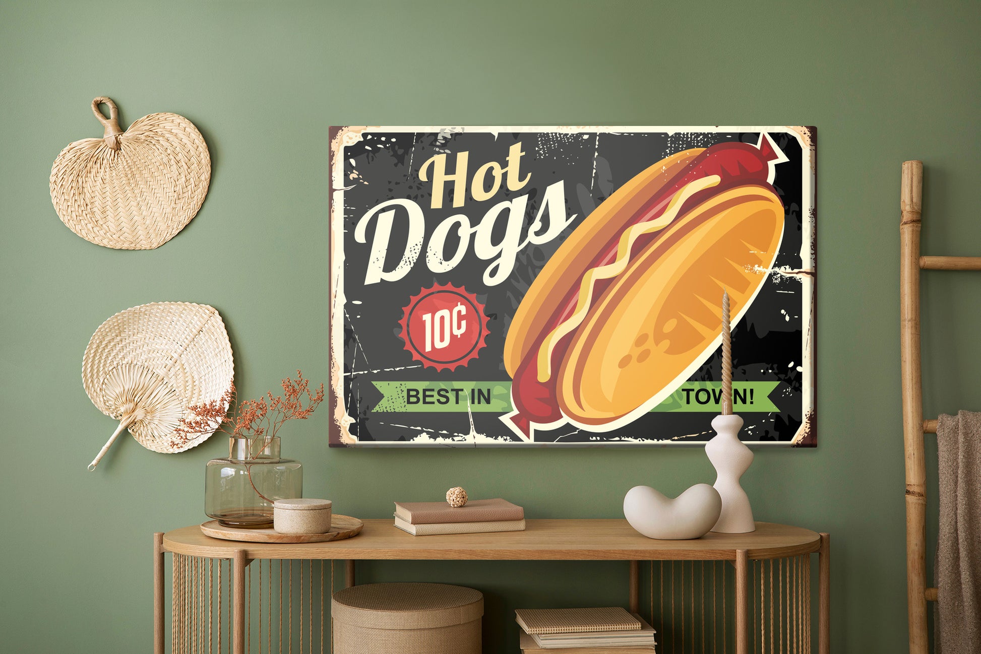 Obraz Na Płótnie Hot Dogi Vintage – retro akcent do wnętrz industrialnych i eklektycznych – widok 4