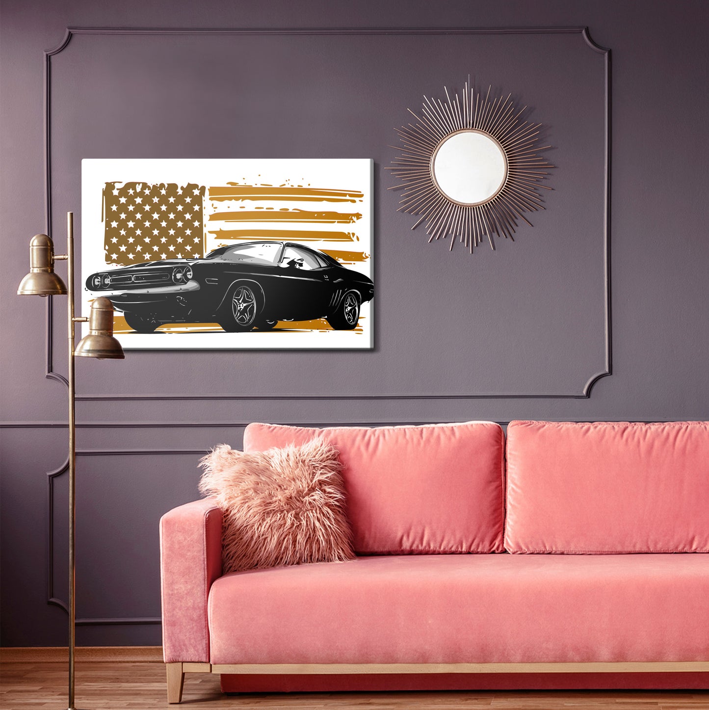 Obraz Na Płótnie Amerykański Muscle Car – dynamiczna dekoracja retro do wnętrz industrialnych i loft. – widok 3