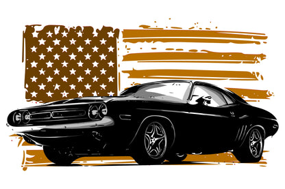 Obraz Na Płótnie Amerykański Muscle Car – ikona motoryzacji retro do wnętrz industrialnych i loftowych 120x80
