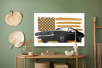 Obraz Na Płótnie Amerykański Muscle Car – dynamiczna dekoracja retro do wnętrz industrialnych i loft. – widok 4