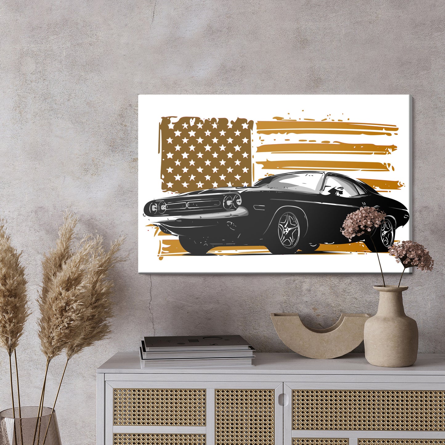 Obraz Na Płótnie Amerykański Muscle Car – ikona motoryzacji retro do wnętrz industrialnych i loftowych – widok 2