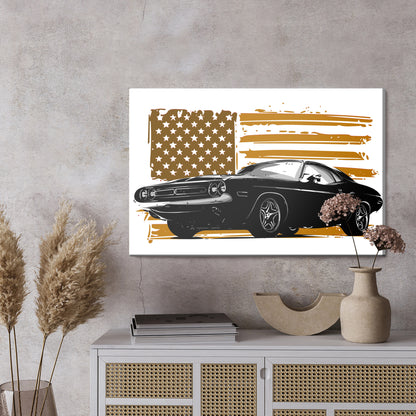 Obraz Na Płótnie Amerykański Muscle Car – ikona motoryzacji retro do wnętrz industrialnych i loftowych – widok 2