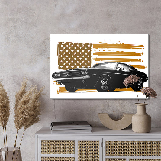 Obraz Na Płótnie Amerykański Muscle Car – ikona motoryzacji retro do wnętrz industrialnych i loftowych – widok 2