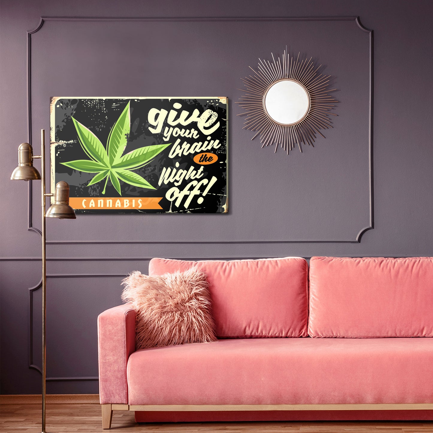 Obraz Na Płótnie Liść Konopi – botaniczny motyw retro do wnętrz vintage i boho – widok 3