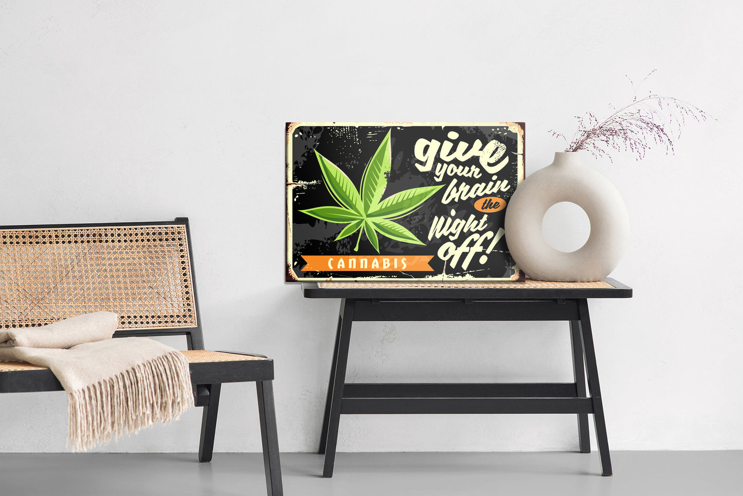 Obraz Na Płótnie Liść Konopi – botaniczny motyw retro do wnętrz vintage i boho – widok 5
