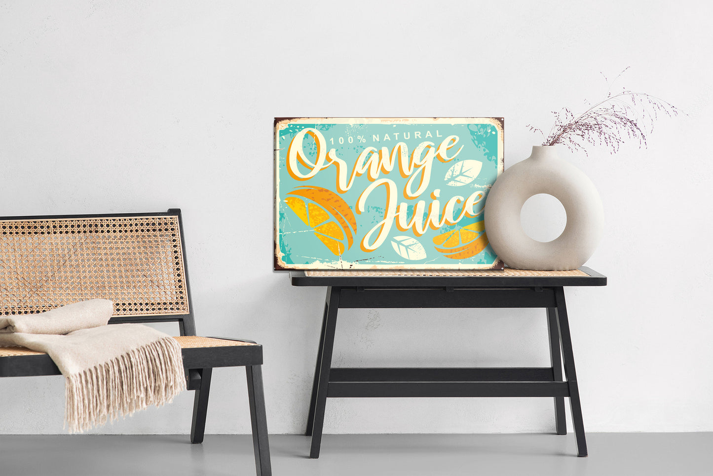Obraz Na Płótnie Pomarańcze i Typografia – optymistyczny akcent do wnętrz boho, mid-century modern – widok 5