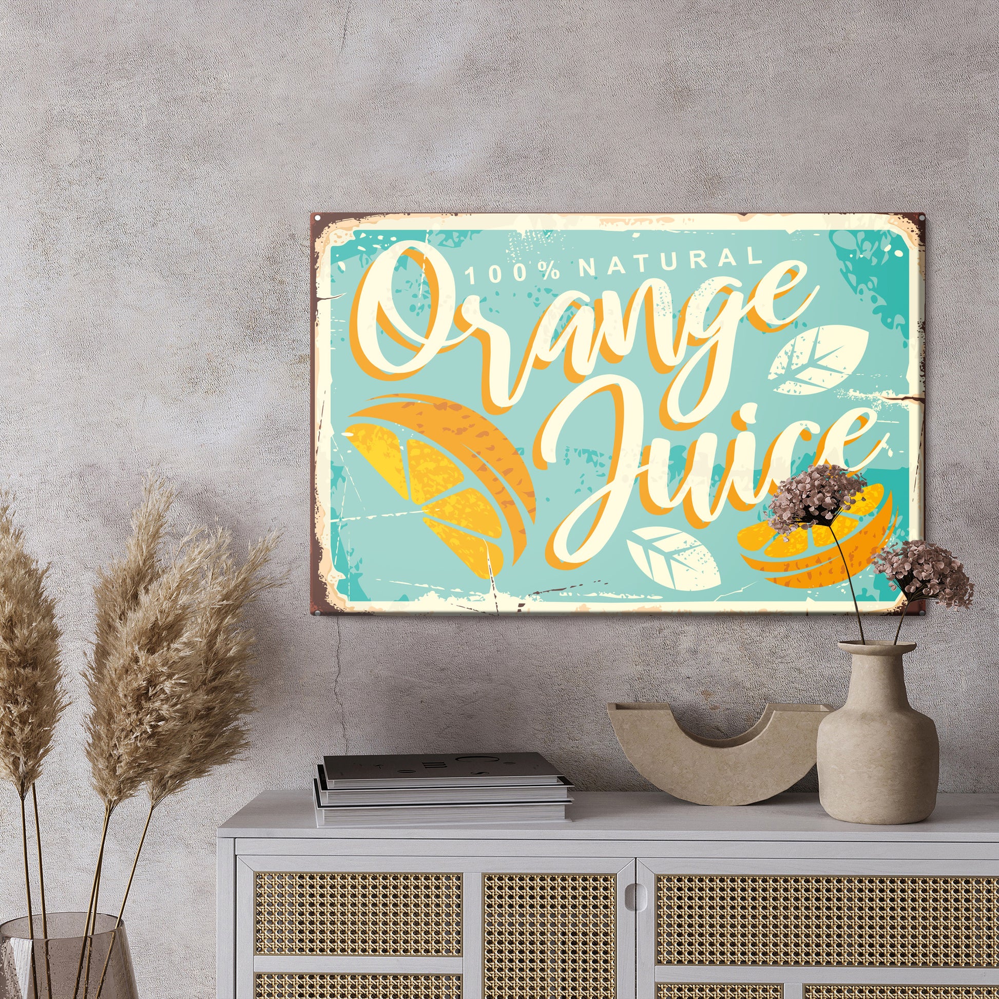 Obraz Na Płótnie Pomarańcze i Typografia – optymistyczny akcent do wnętrz boho, mid-century modern – widok 2