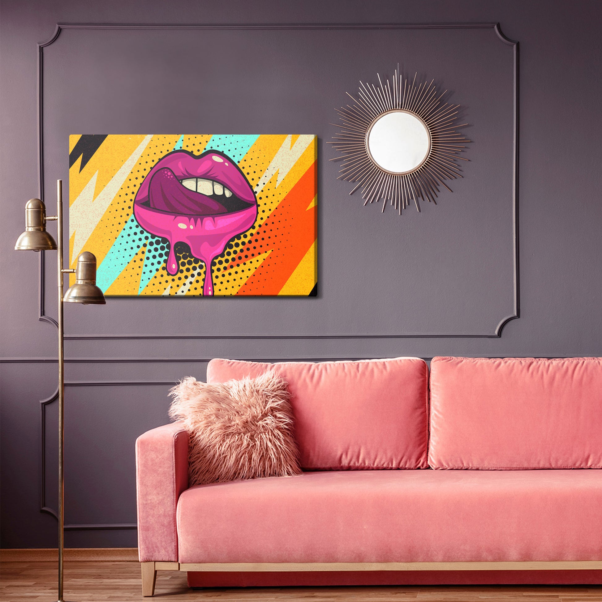 Obraz Na Płótnie Różowe Usta – ekspresyjna grafika do wnętrz Pop-Art, nowoczesnych i loftowych. – widok 3