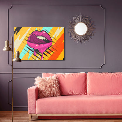 Obraz Na Płótnie Różowe Usta – ekspresyjna grafika do wnętrz Pop-Art, nowoczesnych i loftowych. – widok 3