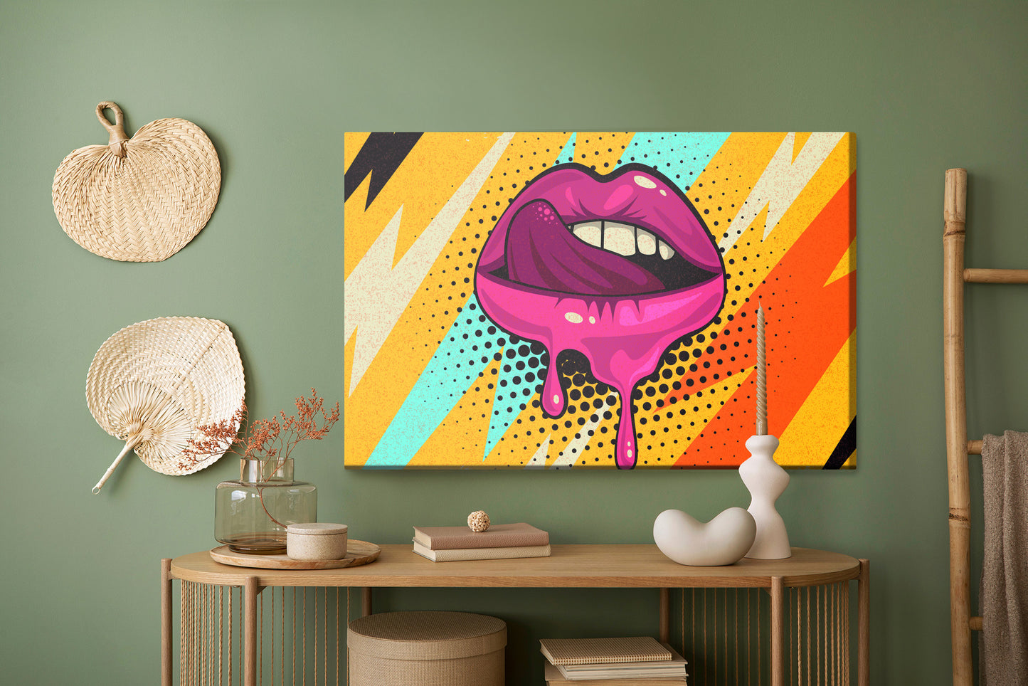 Obraz Na Płótnie Różowe Usta – ekspresyjna grafika do wnętrz Pop-Art, nowoczesnych i loftowych. – widok 4