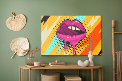 Obraz Na Płótnie Różowe Usta – ekspresyjna grafika do wnętrz Pop-Art, nowoczesnych i loftowych. – widok 4