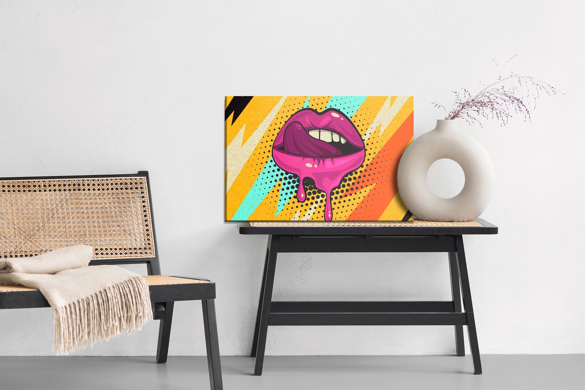 Obraz Na Płótnie Różowe Usta – ekspresyjna grafika do wnętrz Pop-Art, nowoczesnych i loftowych. – widok 5
