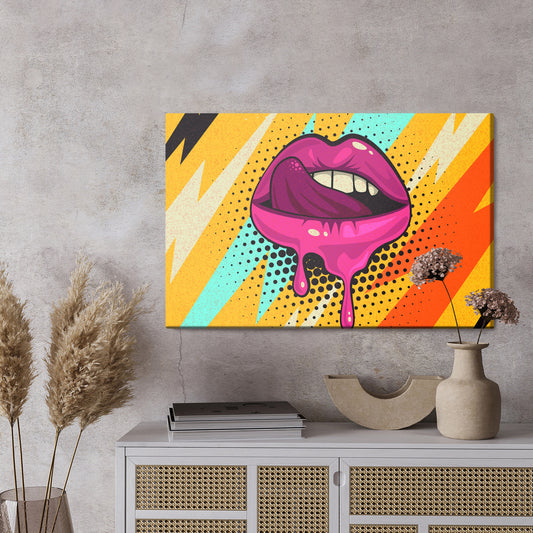 Obraz Na Płótnie Różowe Usta – ekspresyjna grafika do wnętrz Pop-Art, nowoczesnych i loftowych. – widok 2