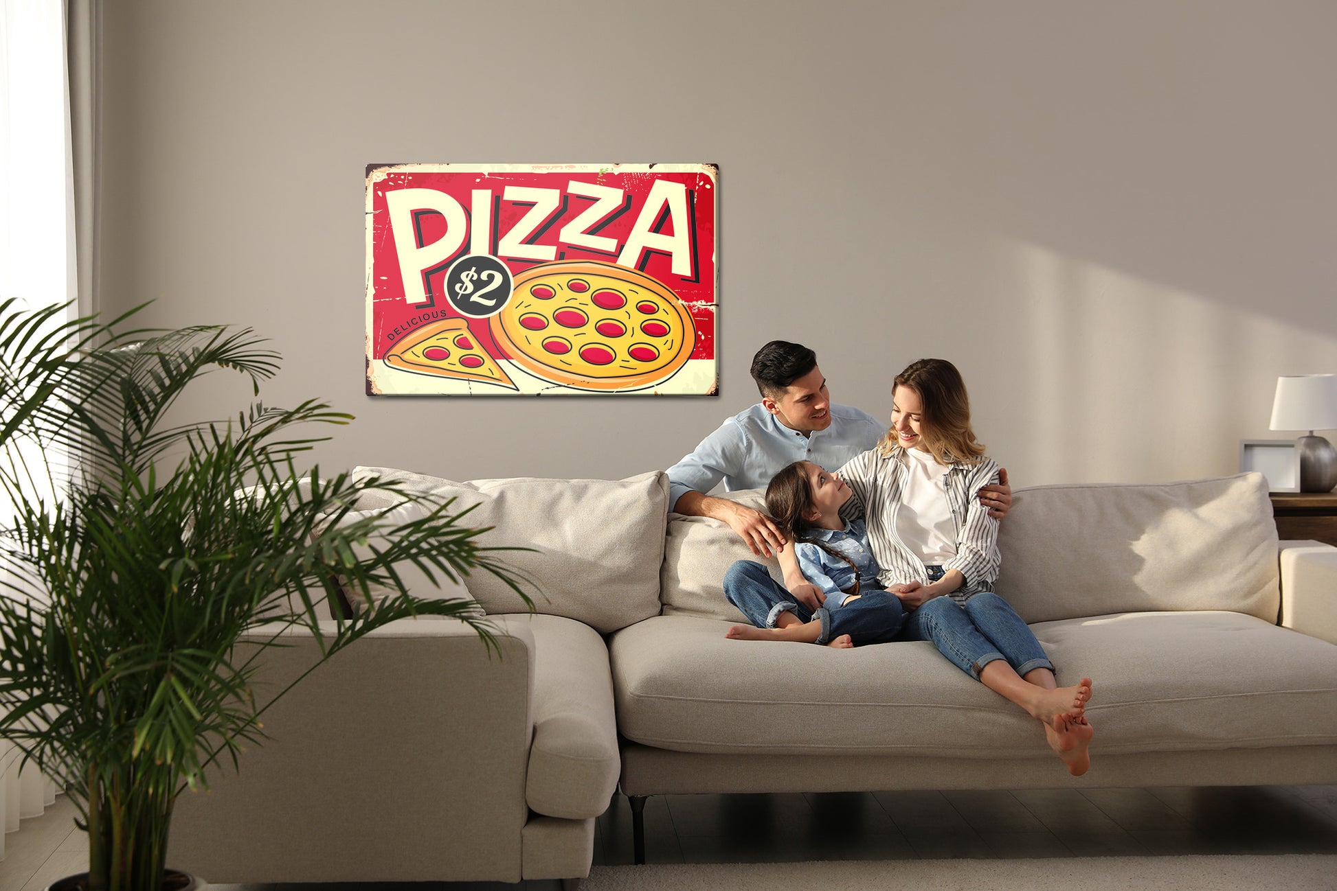 Obraz Na Płótnie Kulinarna Pizza Retro – apetyczny klimat do wnętrz loftowych i nowoczesnych – widok 6