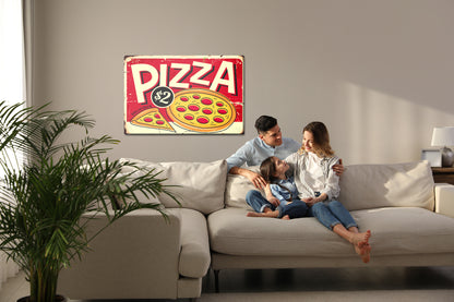 Obraz Na Płótnie Kulinarna Pizza Retro – apetyczny klimat do wnętrz loftowych i nowoczesnych – widok 6