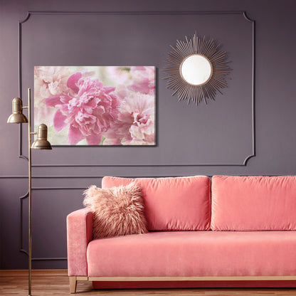 Obraz Na Płótnie Piwonie Retro – kwiatowa dekoracja w pudrowych barwach do wnętrz vintage i shabby chic – widok 3