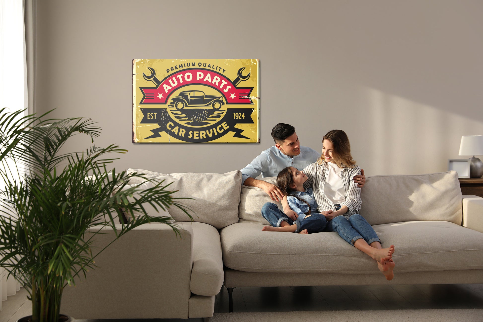 Obraz Na Płótnie Serwis Samochodów Zabytkowych – klimat retro do wnętrz Loft i Industrial – widok 6