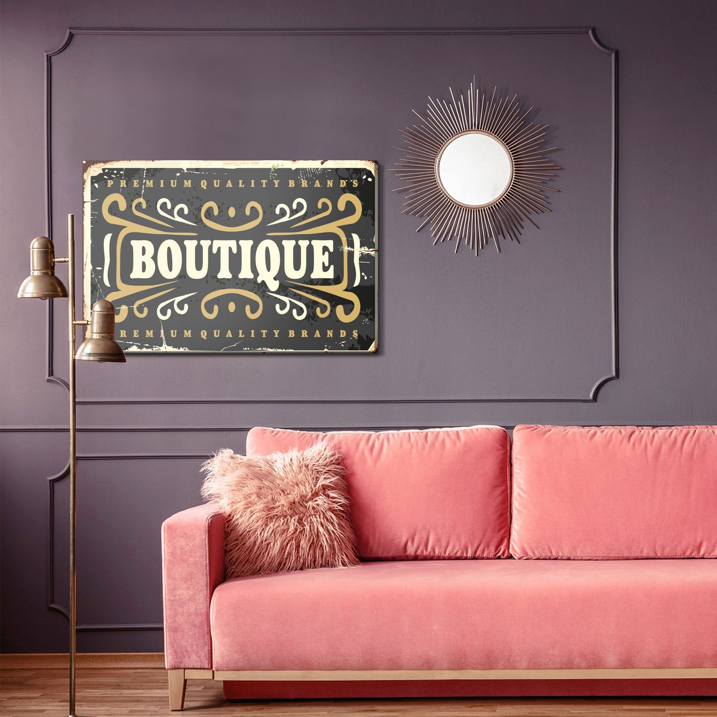 Obraz Na Płótnie Tablica Butikowa – elegancka dekoracja retro do wnętrz vintage, loft i klasycznych – widok 3