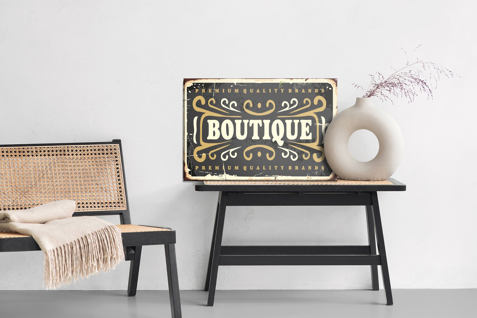 Obraz Na Płótnie Tablica Butikowa – elegancka dekoracja retro do wnętrz vintage, loft i klasycznych – widok 5