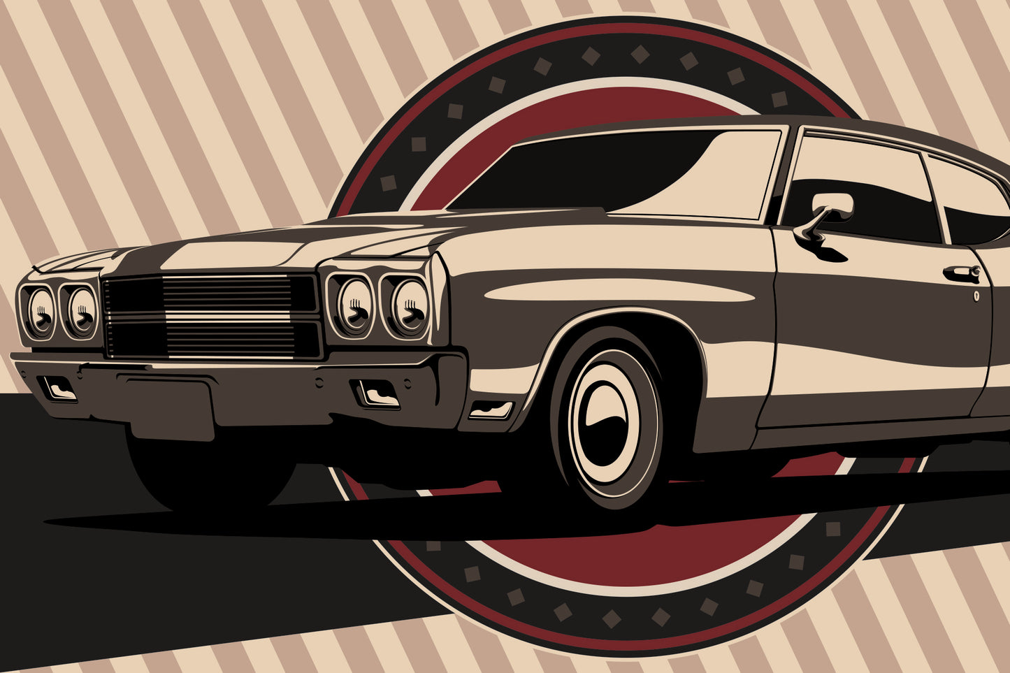 Obraz Na Płótnie Klasyczny Muscle Car Retro – ikona motoryzacji do wnętrz industrialnych i loftowych 100x70