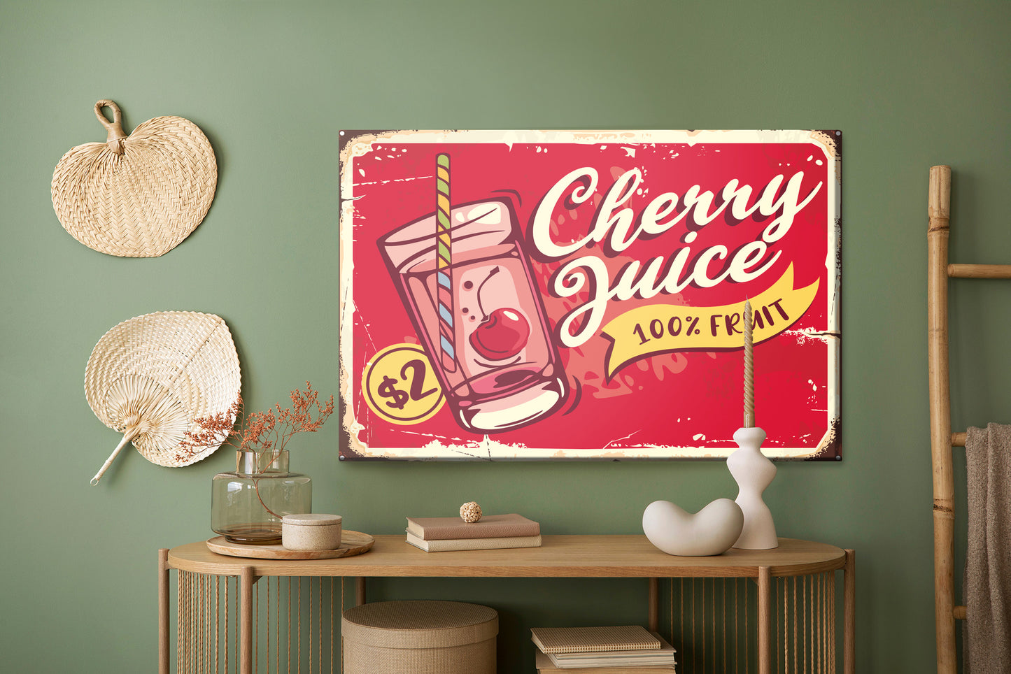 Obraz Na Płótnie Sok Wiśniowy – apetyczna grafika retro do wnętrz industrialnych i vintage – widok 4