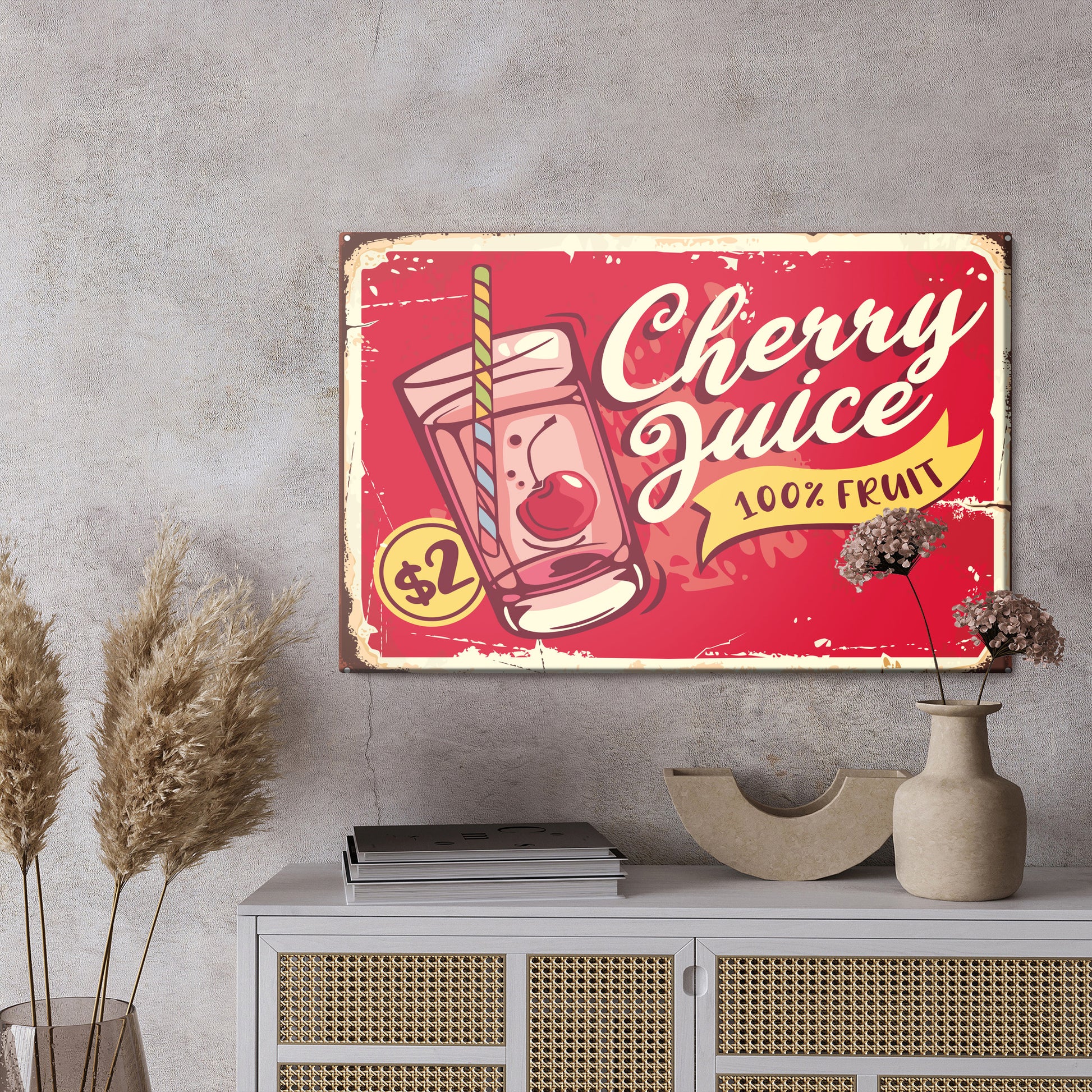 Obraz Na Płótnie Sok Wiśniowy – apetyczna grafika retro do wnętrz industrialnych i vintage – widok 2