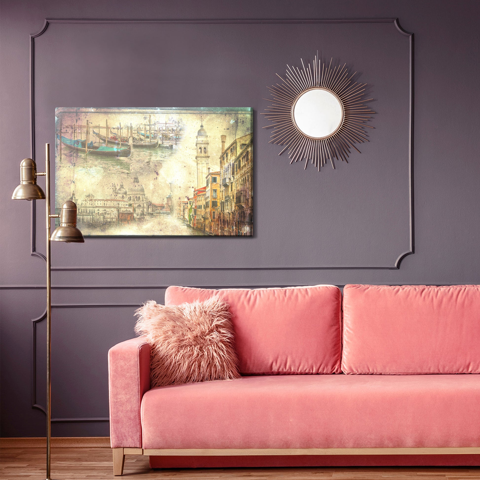 Obraz Na Płótnie Wenecja – Pejzaż vintage do wnętrz klasycznych, retro i art déco – widok 3