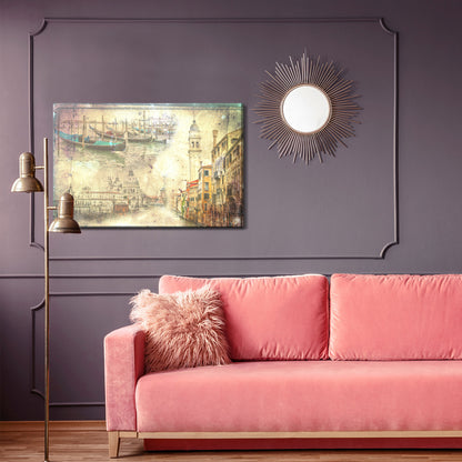Obraz Na Płótnie Wenecja – Pejzaż vintage do wnętrz klasycznych, retro i art déco – widok 3