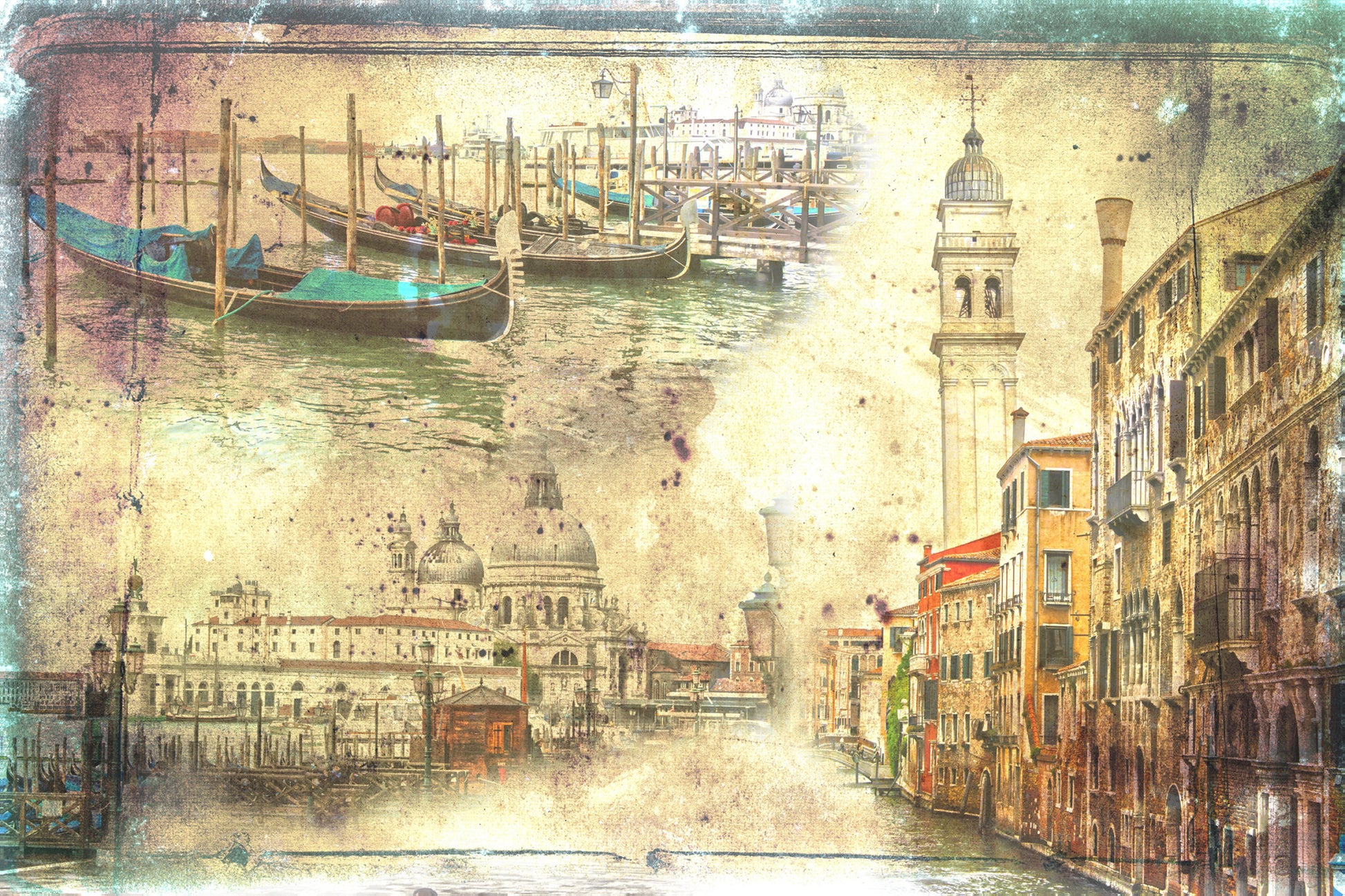 Obraz Na Płótnie Wenecja – Pejzaż vintage do wnętrz klasycznych, retro i art déco 120x80