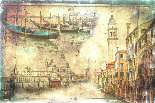 Obraz Na Płótnie Wenecja – Pejzaż vintage do wnętrz klasycznych, retro i art déco 120x80