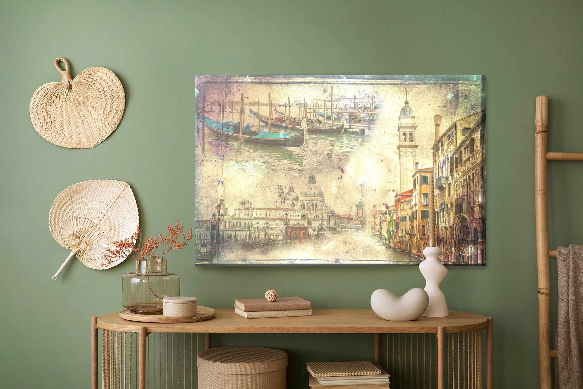 Obraz Na Płótnie Wenecja – Pejzaż vintage do wnętrz klasycznych, retro i art déco – widok 4