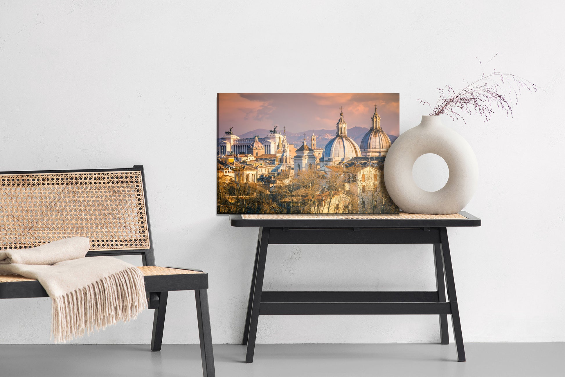Obraz Na Płótnie Panorama Rzymu – miejski krajobraz w odcieniach beżu i ochry do wnętrz klasycznych i modern classic – widok 5