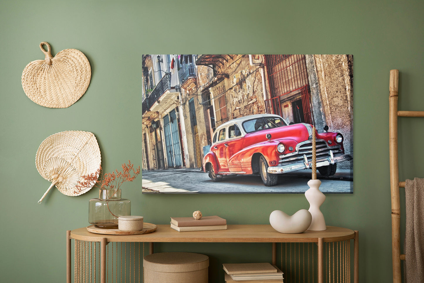 Obraz Na Płótnie Retro Samochód i Ulice Miasta – nostalgiczna dekoracja do wnętrz loft i vintage – widok 4