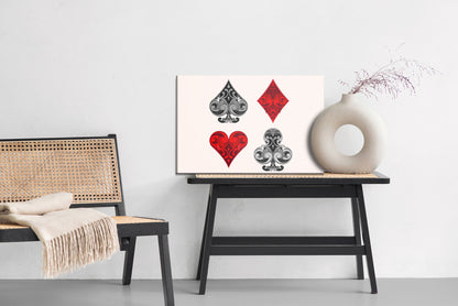 Obraz Na Płótnie Symbole Kart – elegancka grafika w czerwono-czarnej palecie do wnętrz Art Deco i Glamour – widok 5