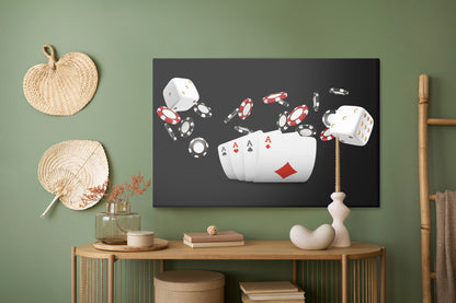 Obraz Na Płótnie Asy Pokerowe i Żetony – dynamiczny akcent do wnętrz nowoczesnych i industrialnych – widok 4
